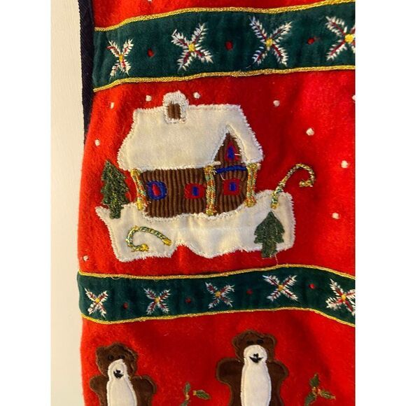 New Direction Plus Wool Blend Christmas Holiday Vest #94153 Bears Gingerbread Ho - Picture 4 of 7